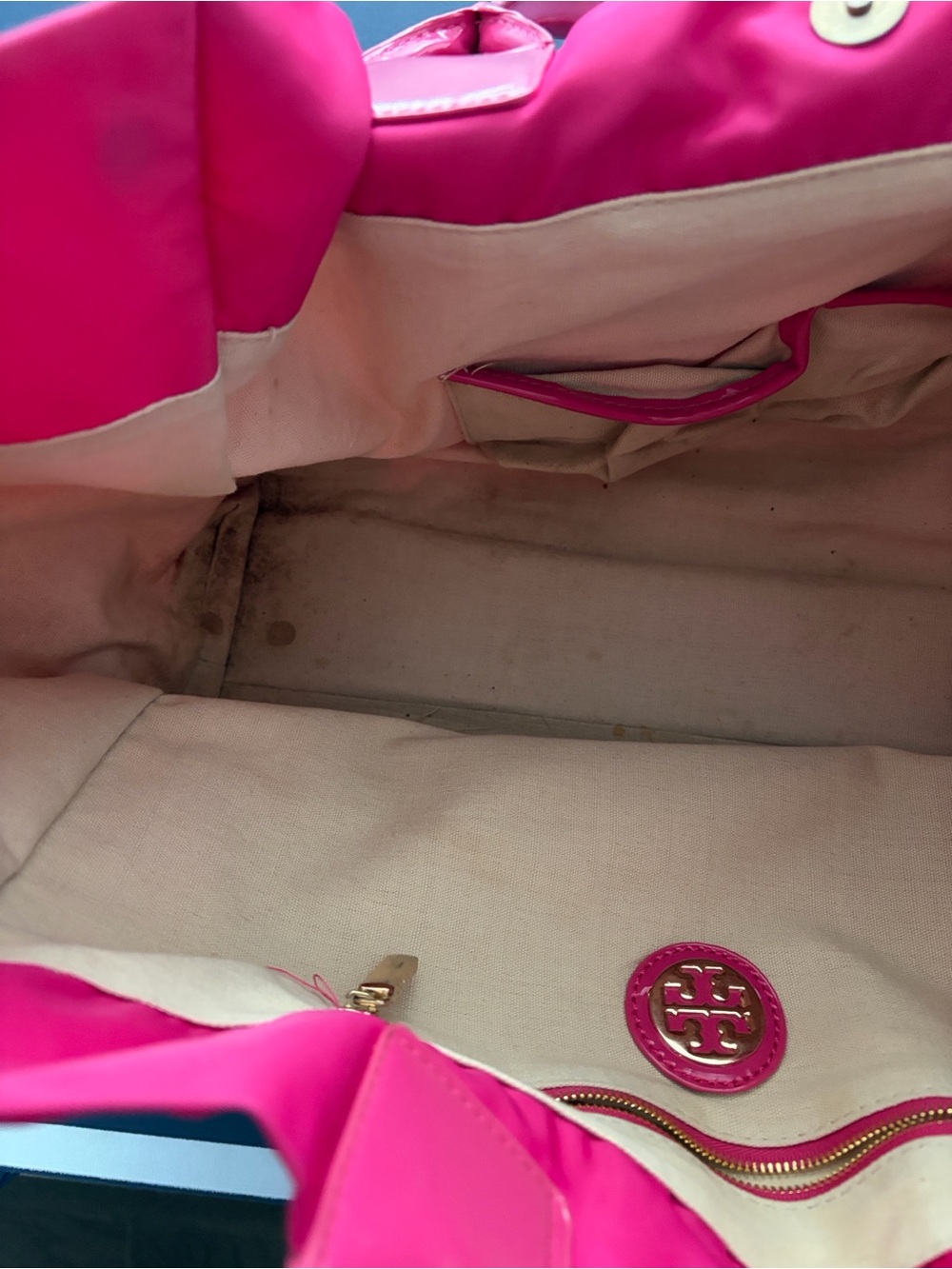 Tory Burch Hot Pink Logo Nylon Ella Large Tote - Picture 9 of 11